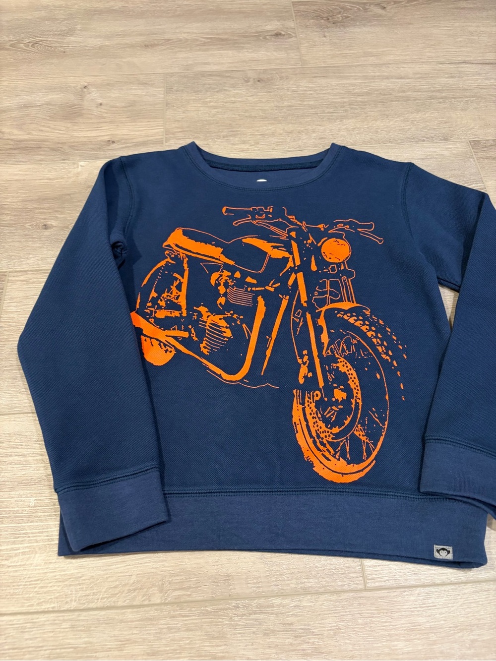 Appaman Kids Navy Blue Sweatshirt with Orange Motorcycle Print